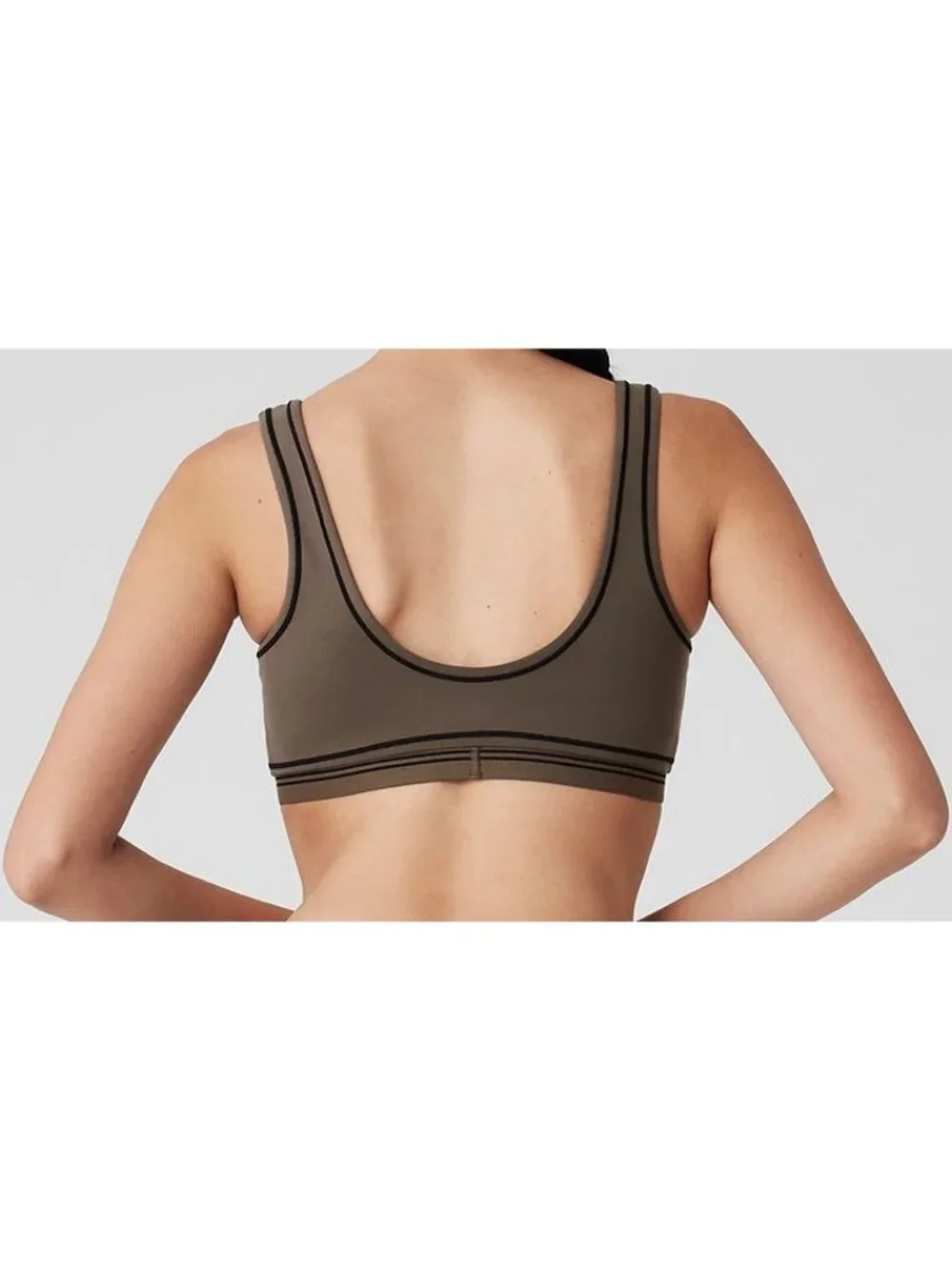 Alo Airbrush Heart Throb Bra Olive Tree Black Stripe Padded Sports Crop Bralette